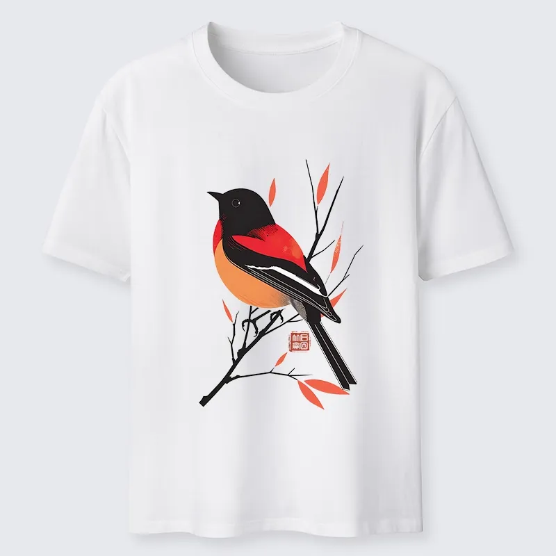 Tokyo-Tiger Oriental Bird Graphic Classic T-Shirt