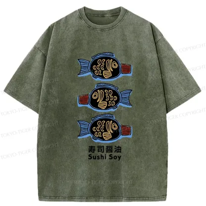 Tokyo-Tiger Sushi Soy Sauce Washed T-Shirt