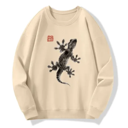 Tokyo-Tiger Minimal Asian Ink Brush Gecko Vibe Classic Sweatshirt