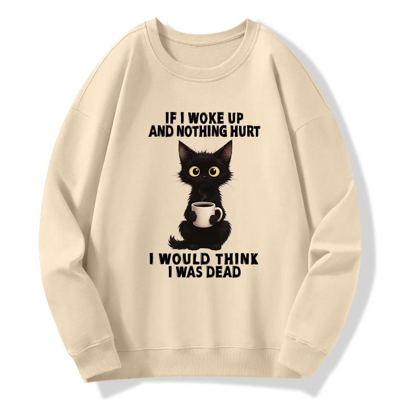 Tokyo-Tiger Funny Cute Black Cat And Coffee Meme Classic Sweatshirt
