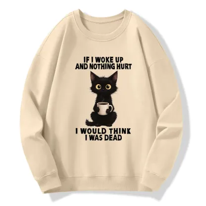 Tokyo-Tiger Funny Cute Black Cat And Coffee Meme Classic Sweatshirt