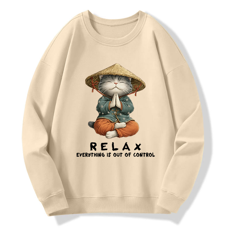 Tokyo-Tiger Zen Relax Cat Graphic Classic Sweatshirt