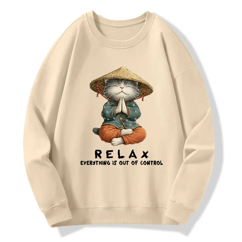 Tokyo-Tiger Zen Relax Cat Graphic Classic Sweatshirt Sale