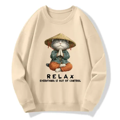 Tokyo-Tiger Zen Relax Cat Graphic Classic Sweatshirt