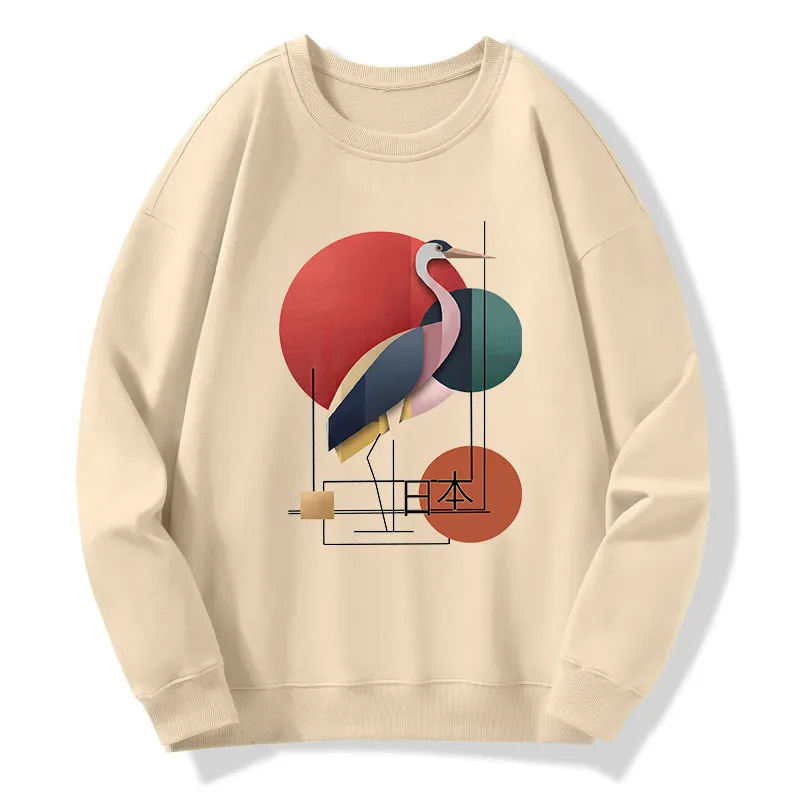 Tokyo-Tiger Geometric Crane Art Classic Sweatshirt
