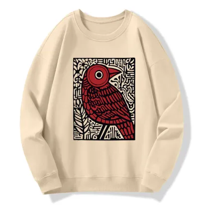 Tokyo-Tiger Retro Woodblock Bird Classic Sweatshirt