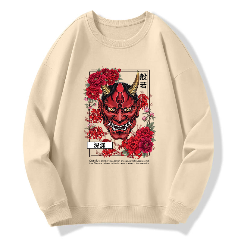 Tokyo-Tiger Cool Oni Floral Art Classic Sweatshirt