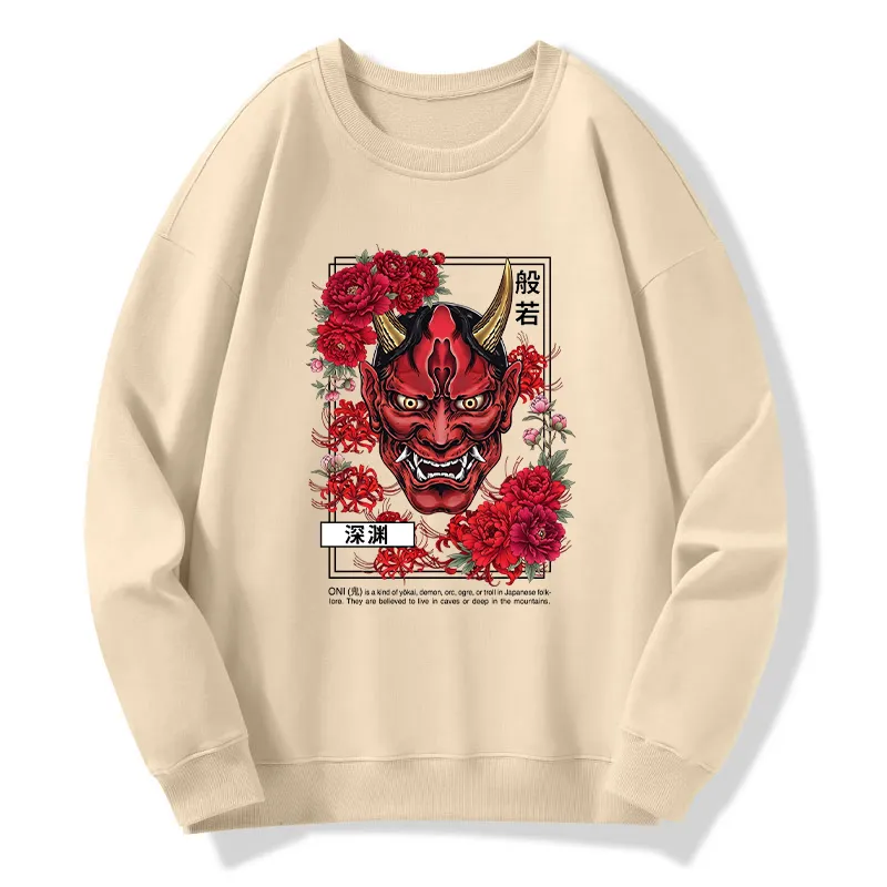 Tokyo-Tiger Cool Oni Floral Art Classic Sweatshirt
