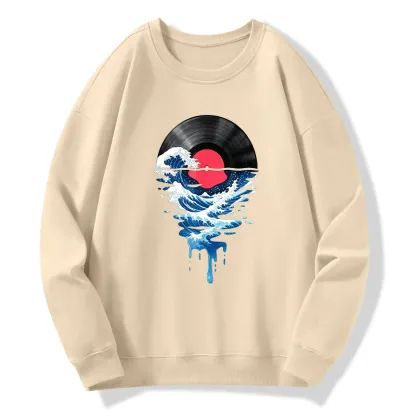 Tokyo-Tiger Vinyl Records And Waves Classic Sweatshirt
