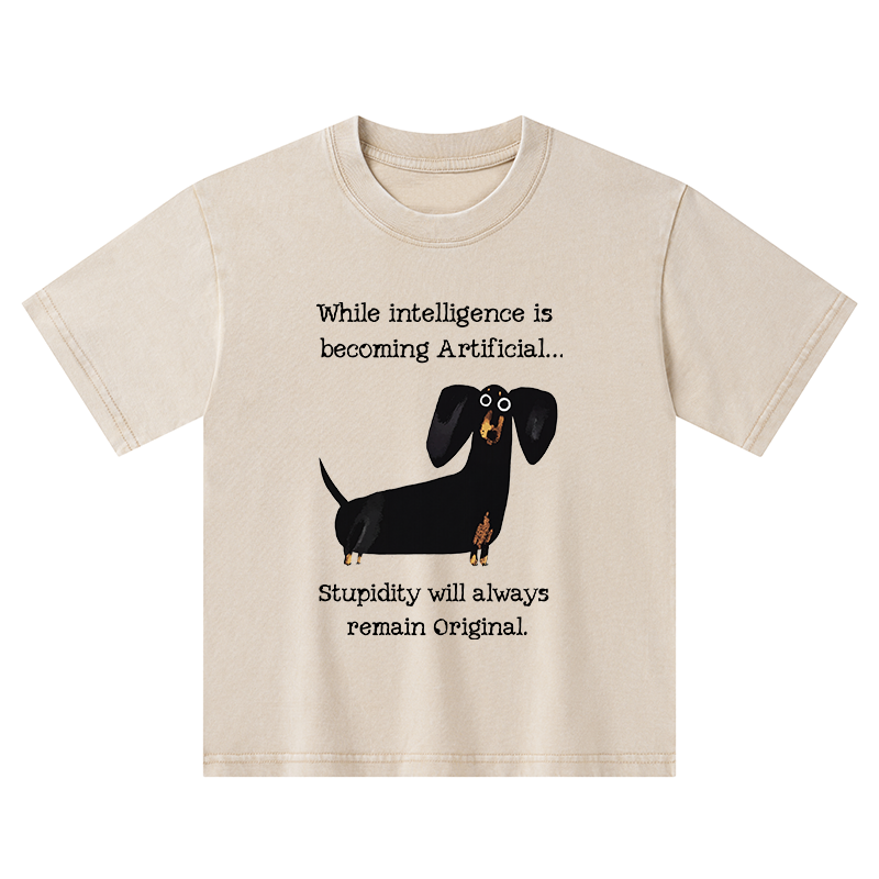 Tokyo-Tiger Dachshund Real Humor Funny Meme Kids Washed T-Shirt