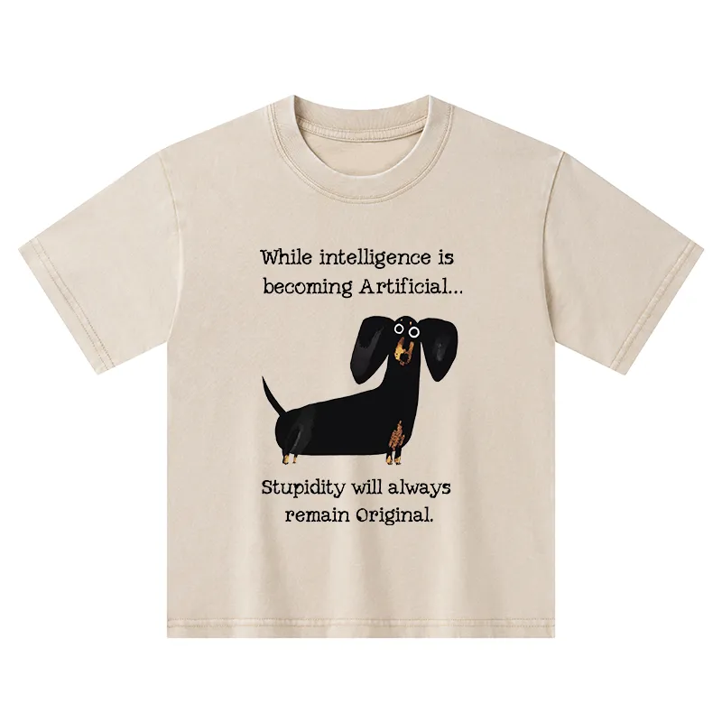 Tokyo-Tiger Dachshund Real Humor Funny Meme Kids Washed T-Shirt