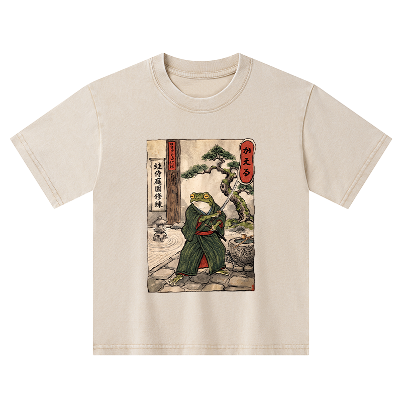 Tokyo-Tiger Samurai Frog Training Kids Washed T-Shirt