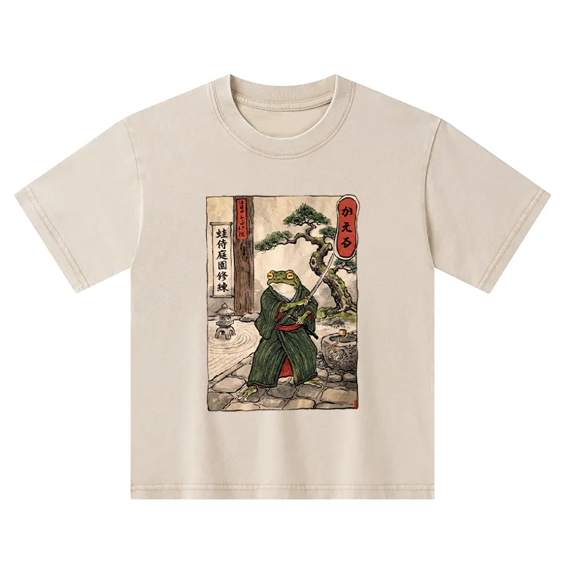 Tokyo-Tiger Samurai Frog Training Kids Washed T-Shirt