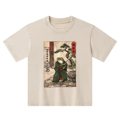 Tokyo-Tiger Samurai Frog Training Kids Washed T-Shirt
