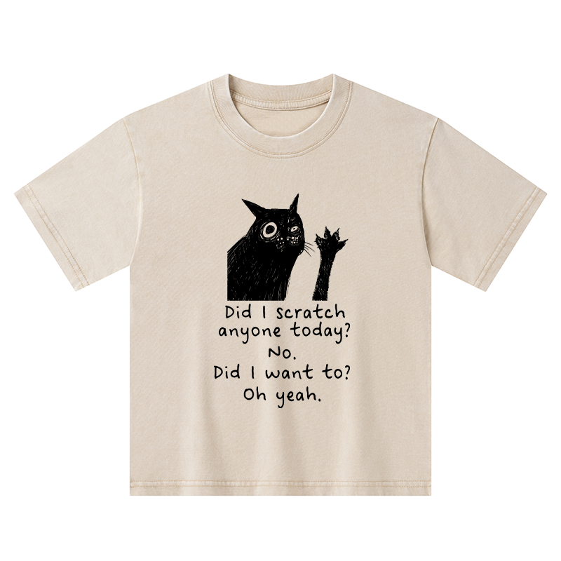 Tokyo-Tiger Black Cat Scratches People Kids Washed T-Shirt
