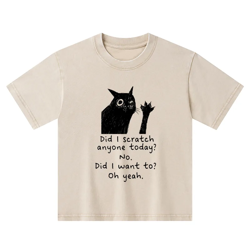 Tokyo-Tiger Black Cat Scratches People Kids Washed T-Shirt Sale