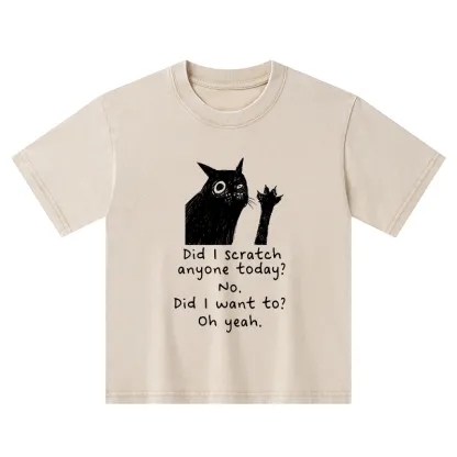 Tokyo-Tiger Black Cat Scratches People Kids Washed T-Shirt