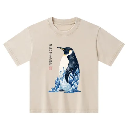 Tokyo-Tiger Keep Calm Penguin Kids Washed T-Shirt