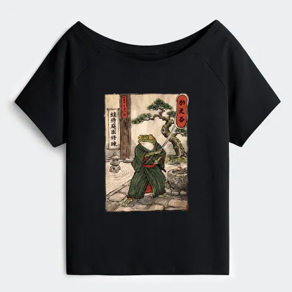 Tokyo-Tiger Samurai Frog Training Off Shoulder T-Shirt