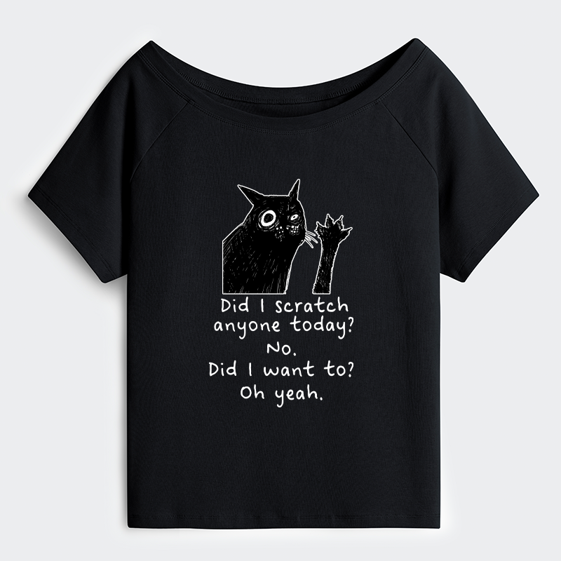 Tokyo-Tiger Black Cat Scratches People Off Shoulder T-Shirt