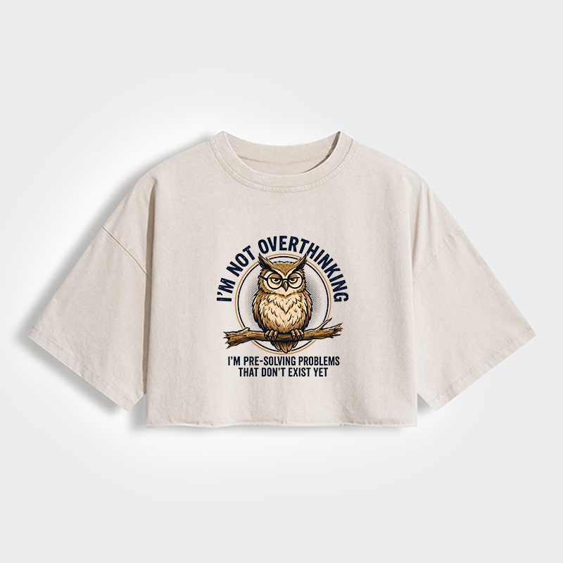 Tokyo-Tiger Overthink Master Owl Women's Washed Crop T-Shirt