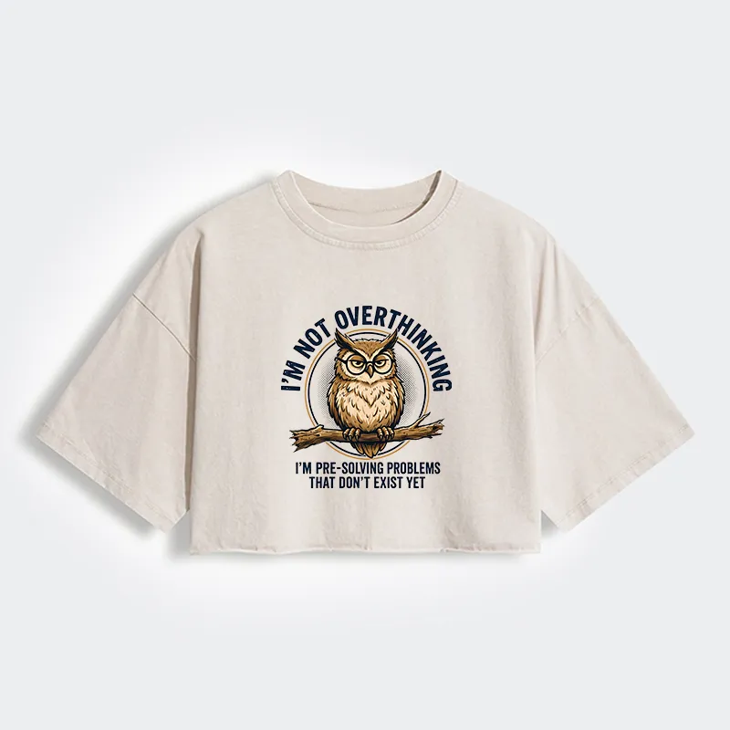 Tokyo-Tiger Overthink Master Owl Women's Washed Crop T-Shirt