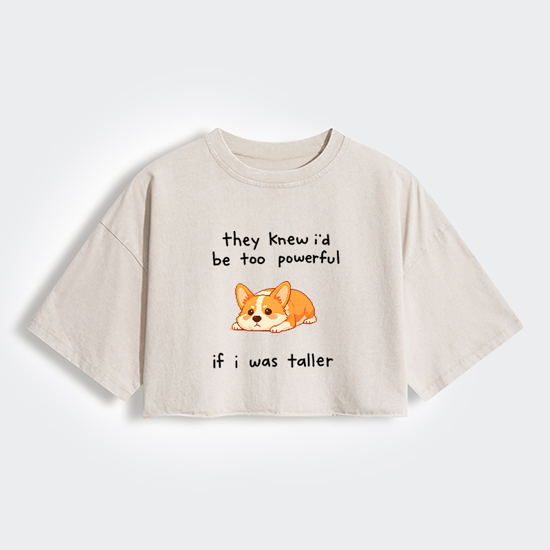 Tokyo-Tiger Funny Short Dog Joke Women's Washed Crop T-Shirt