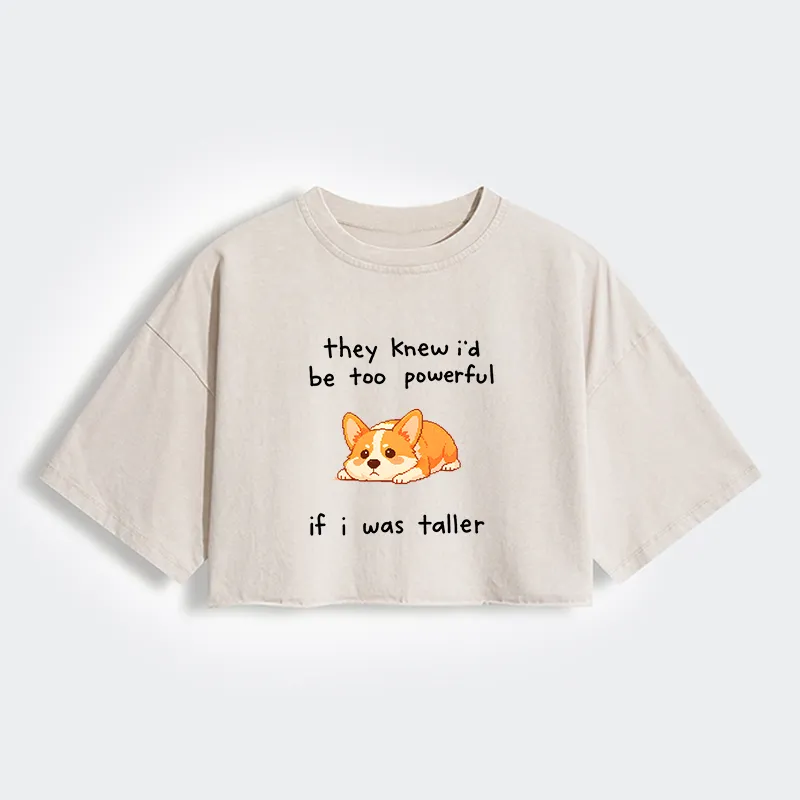 Tokyo-Tiger Funny Short Dog Joke Women's Washed Crop T-Shirt