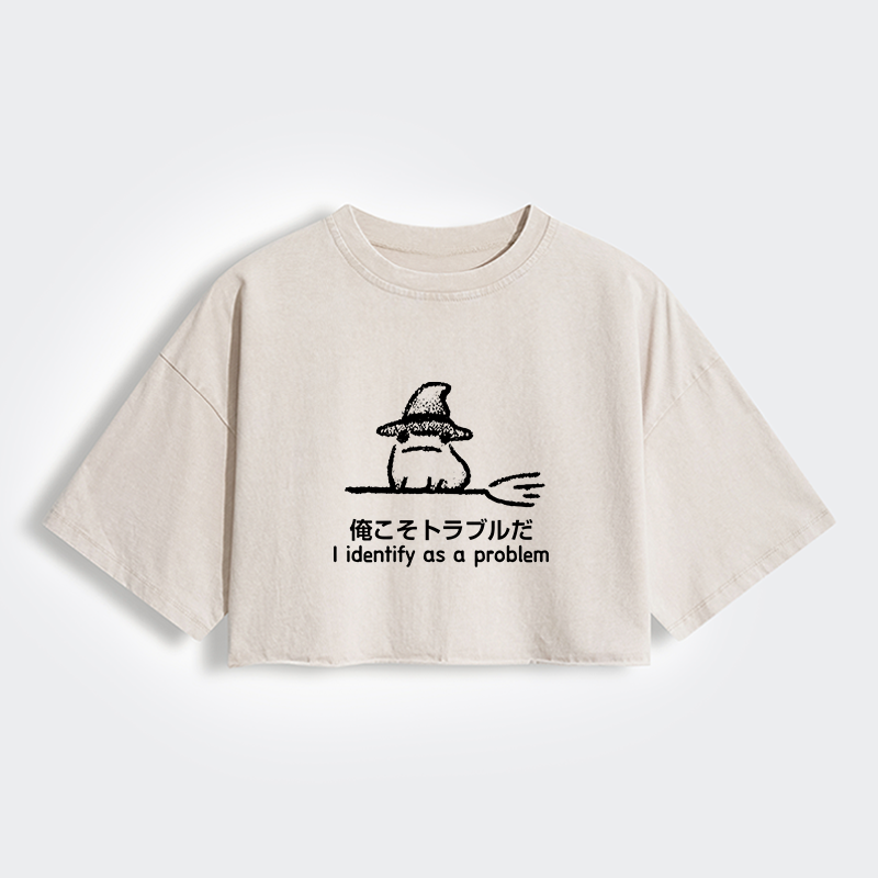 Tokyo-Tiger Mischief Magic Dude Women's Washed Crop T-Shirt
