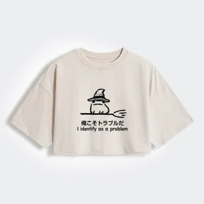 Tokyo-Tiger Mischief Magic Dude Women's Washed Crop T-Shirt