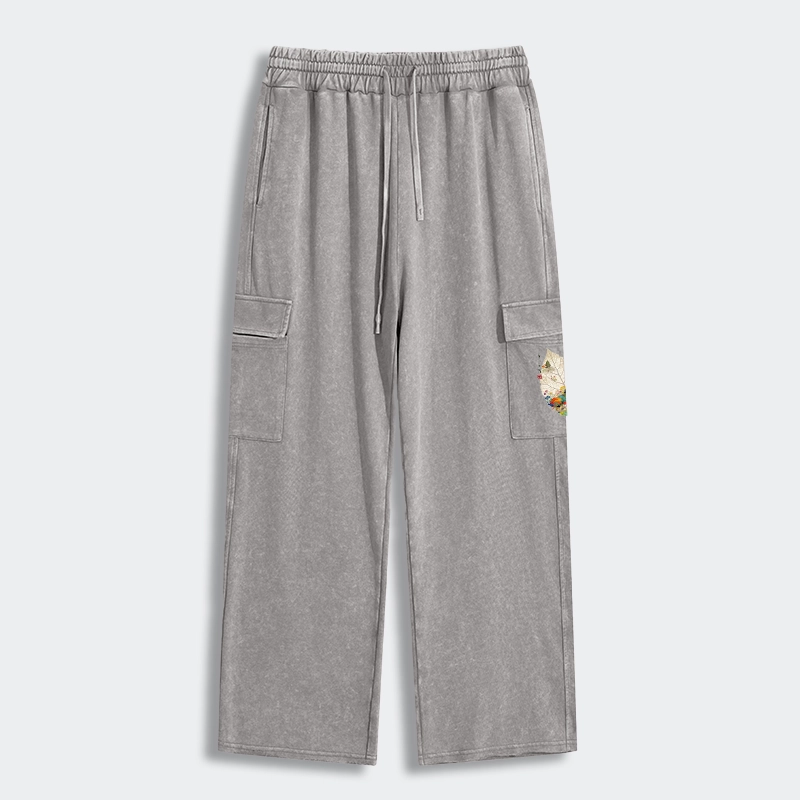 Tokyo-Tiger One Leaf Holds A Tiny Colorful World Washed Utility Sweatpants