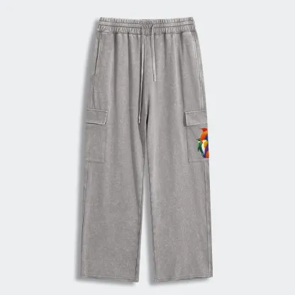 Tokyo-Tiger Cute Multi Tone Penguins Washed Utility Sweatpants
