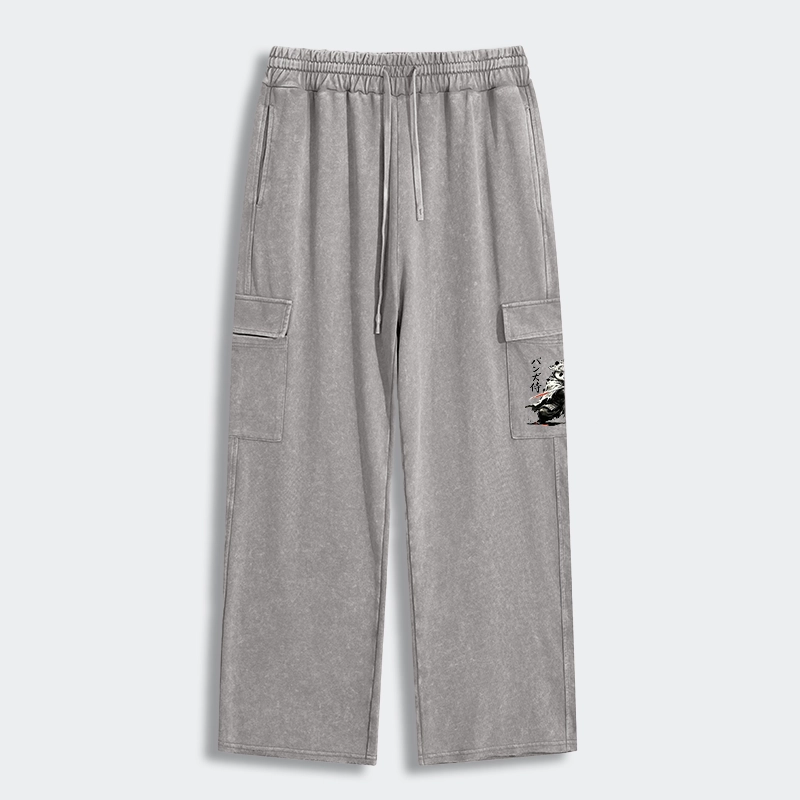 Tokyo-Tiger Panda Samurai Warrior Washed Utility Sweatpants