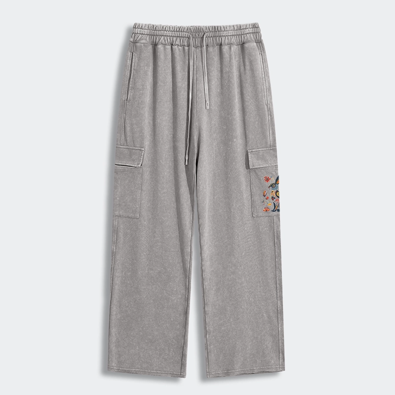 Tokyo-Tiger Folk Hare Bloom Washed Utility Sweatpants