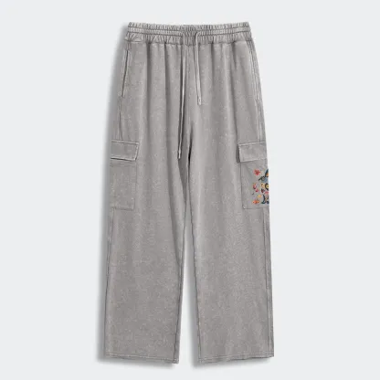 Tokyo-Tiger Folk Hare Bloom Washed Utility Sweatpants
