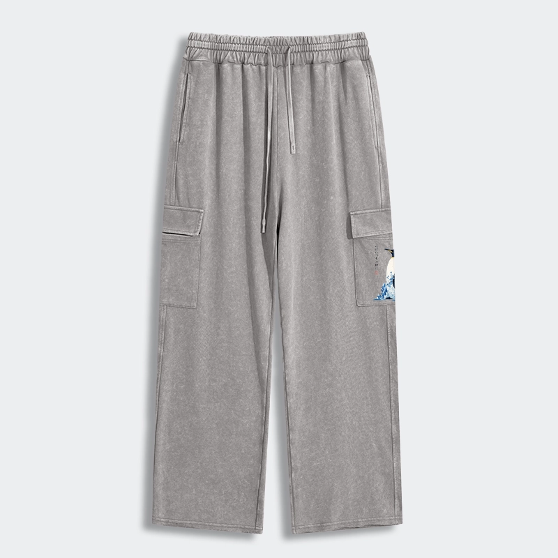 Tokyo-Tiger Keep Calm Penguin Washed Utility Sweatpants