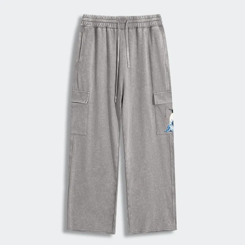 Tokyo-Tiger Keep Calm Penguin Washed Utility Sweatpants Sale