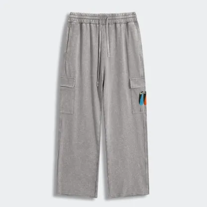 Tokyo-Tiger Bold Shape Birds Washed Utility Sweatpants
