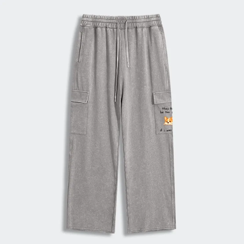 Tokyo-Tiger Funny Short Dog Joke Washed Utility Sweatpants