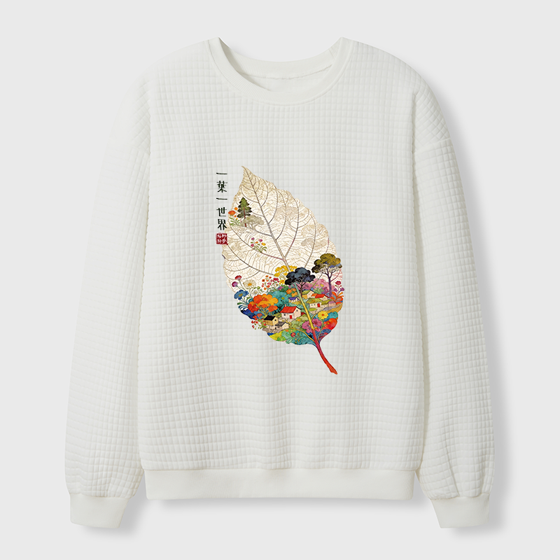 Tokyo-Tiger One Leaf Holds A Tiny Colorful World Waffle Sweatshirt