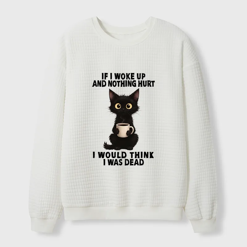 Tokyo-Tiger Funny Cute Black Cat And Coffee Meme Waffle Sweatshirt Sale