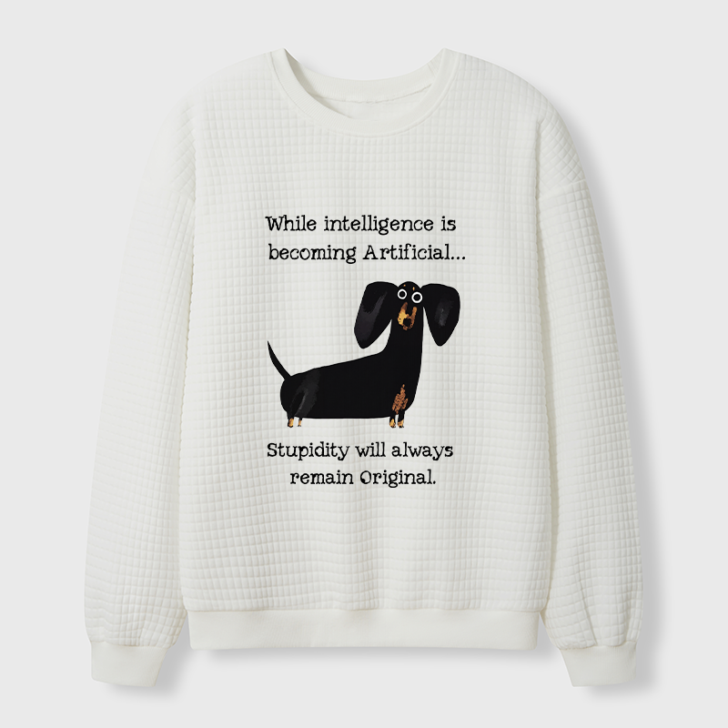 Tokyo-Tiger Dachshund Real Humor Funny Meme Waffle Sweatshirt