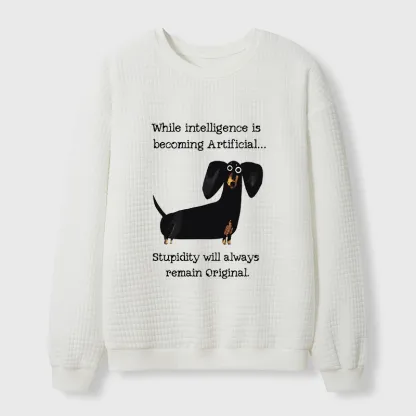 Tokyo-Tiger Dachshund Real Humor Funny Meme Waffle Sweatshirt