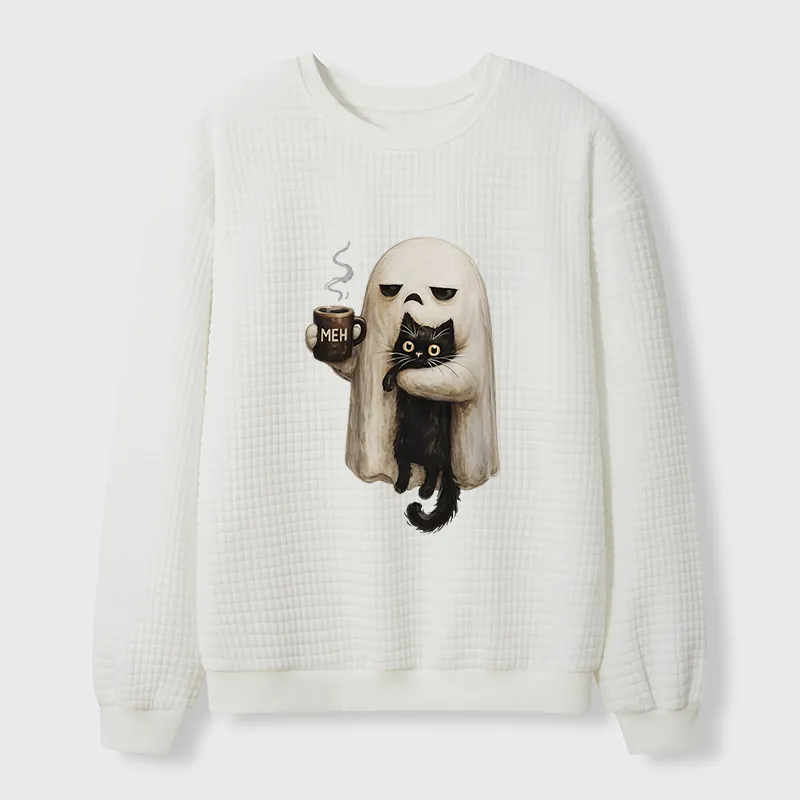 Tokyo-Tiger Ghost Cat Coffee Mood Waffle Sweatshirt Sale