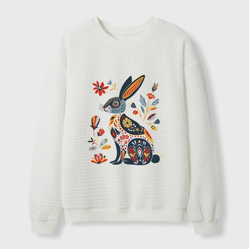 Tokyo-Tiger Folk Hare Bloom Waffle Sweatshirt Sale