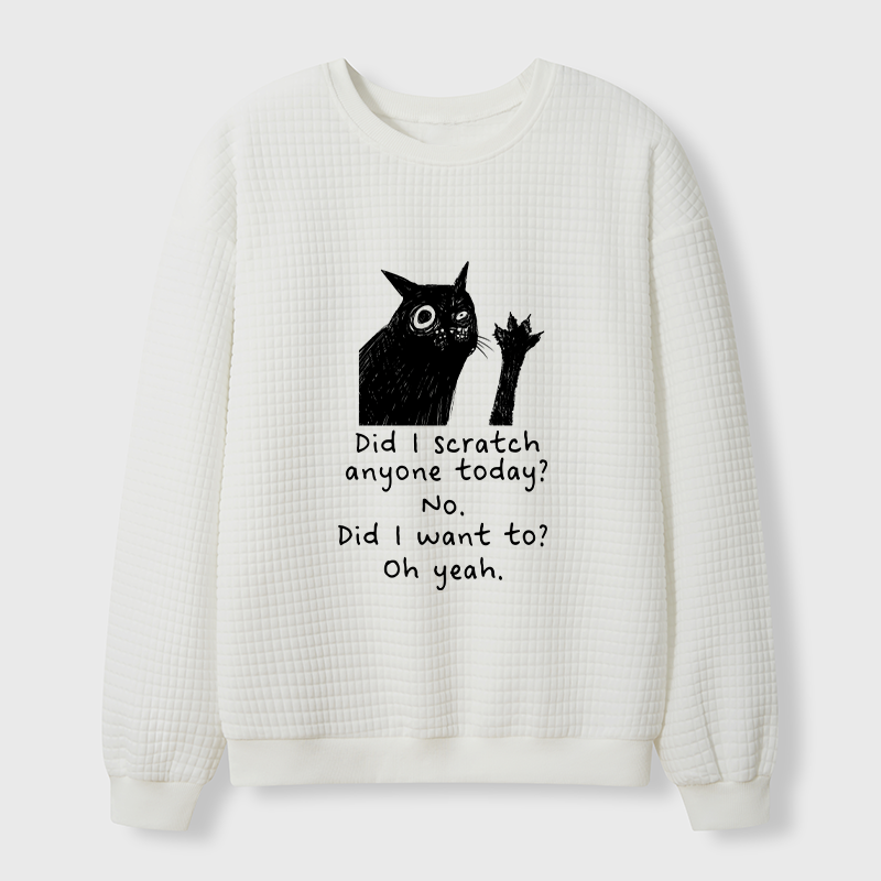 Tokyo-Tiger Black Cat Scratches People Waffle Sweatshirt