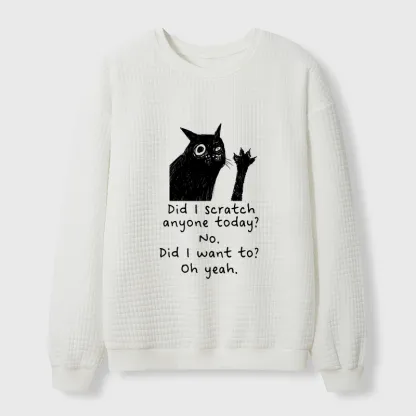 Tokyo-Tiger Black Cat Scratches People Waffle Sweatshirt