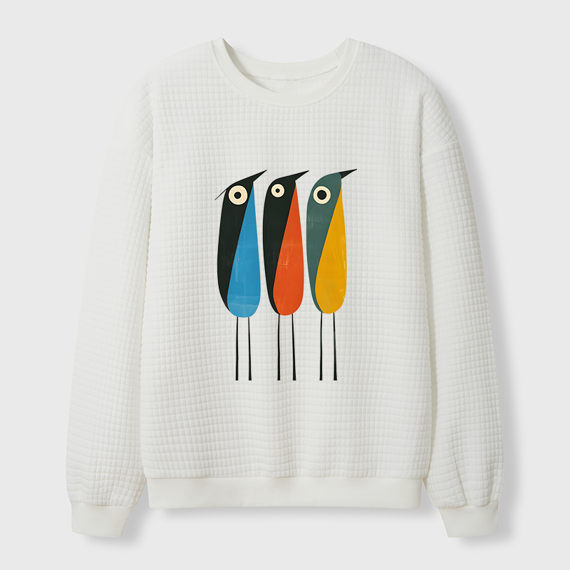Tokyo-Tiger Bold Shape Birds Waffle Sweatshirt