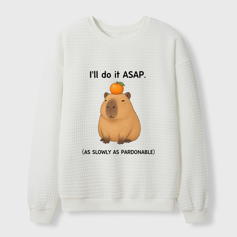 Tokyo-Tiger Slow Task Capybara Meme Waffle Sweatshirt