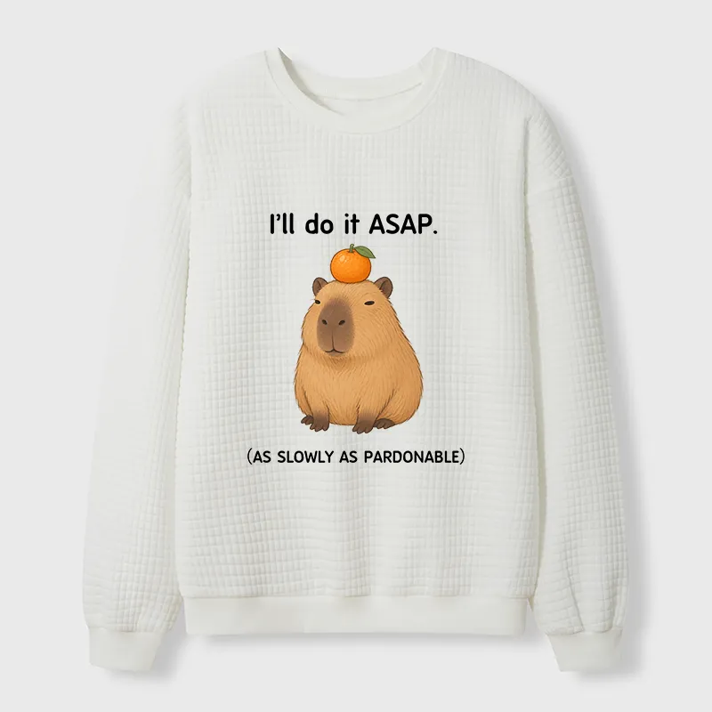 Tokyo-Tiger Slow Task Capybara Meme Waffle Sweatshirt Sale